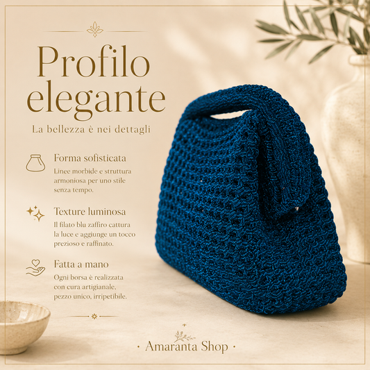 borsa blu zaffiro artigianale luminosa