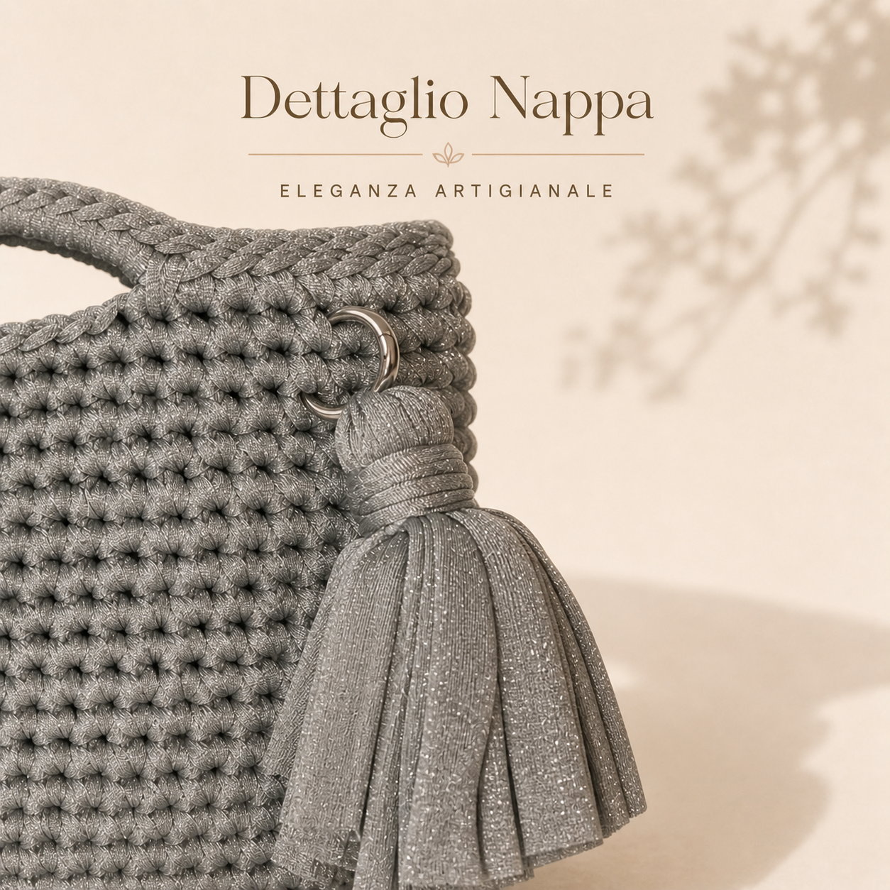 Borsa Crochet “Perla Argento” Fatta a Mano | Elegante con Nappa