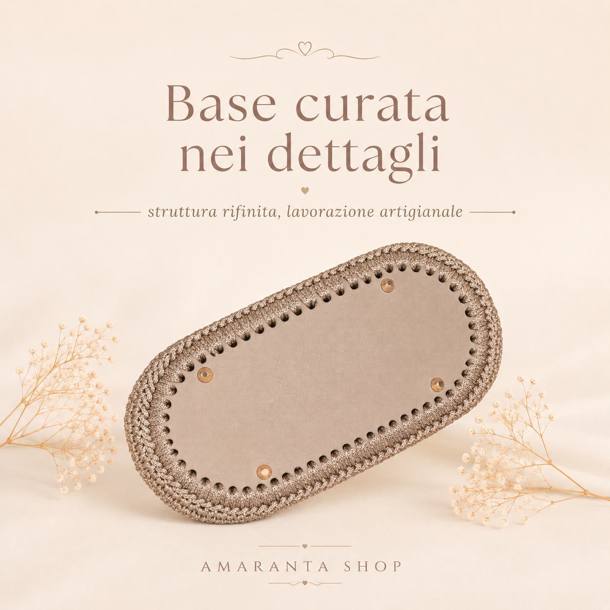 Borsa Crochet “Cipria” Fatta a Mano | Elegante con Perline