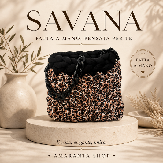Borsa Crochet “Savana” Fatta a Mano | Animalier con Catena