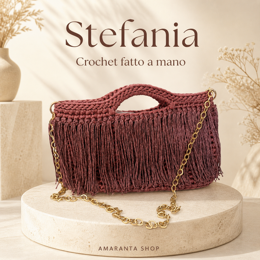 Borsa Crochet “Stefania” Fatta a Mano | Con Frange e Catena Oro