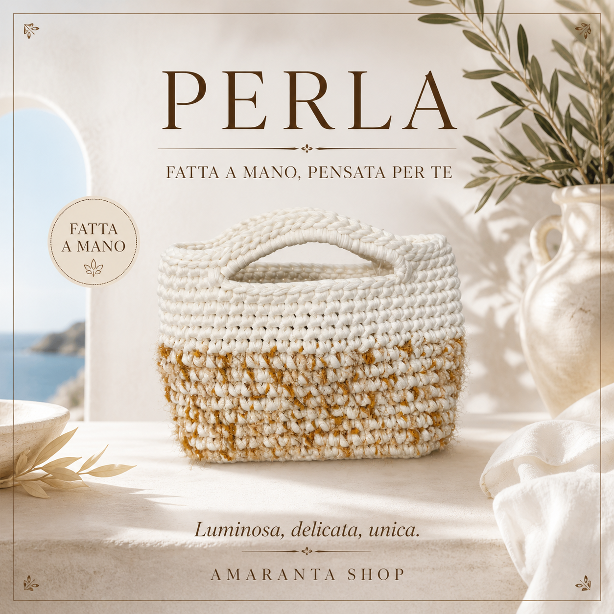 Borsa Crochet “Perla” Fatta a Mano | Luminosa e Artigianale