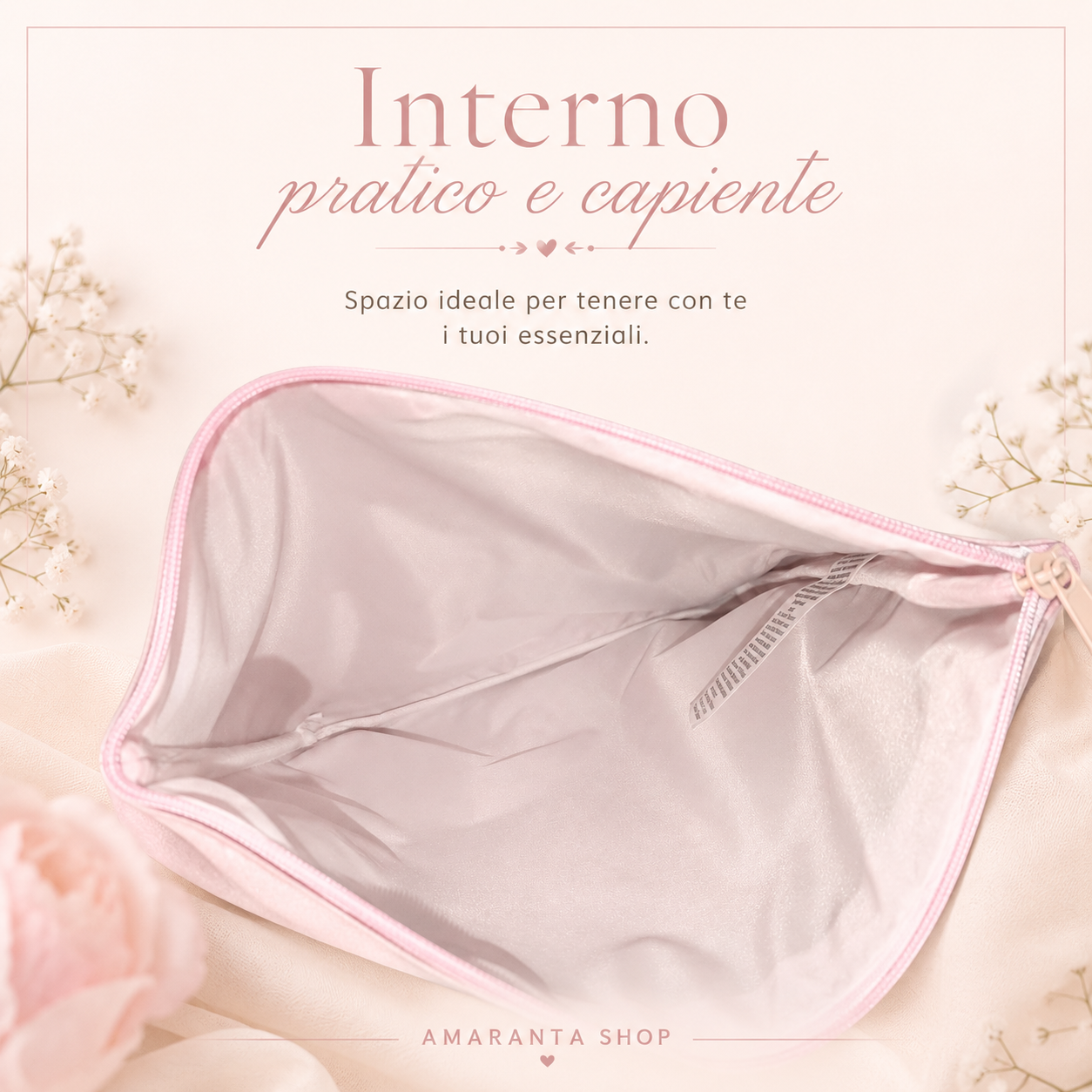 Pochette “Boho Rosa” | Astuccio Rosa con Illustrazione Dolce