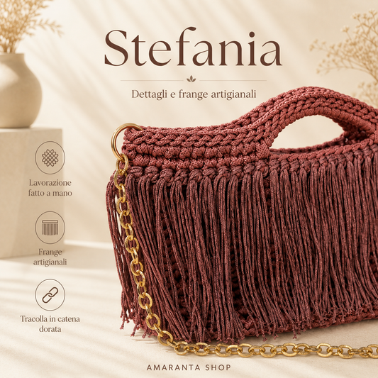 Borsa Crochet “Stefania” Fatta a Mano | Con Frange e Catena Oro