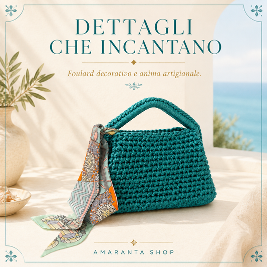 borsa turchese handmade con foulard