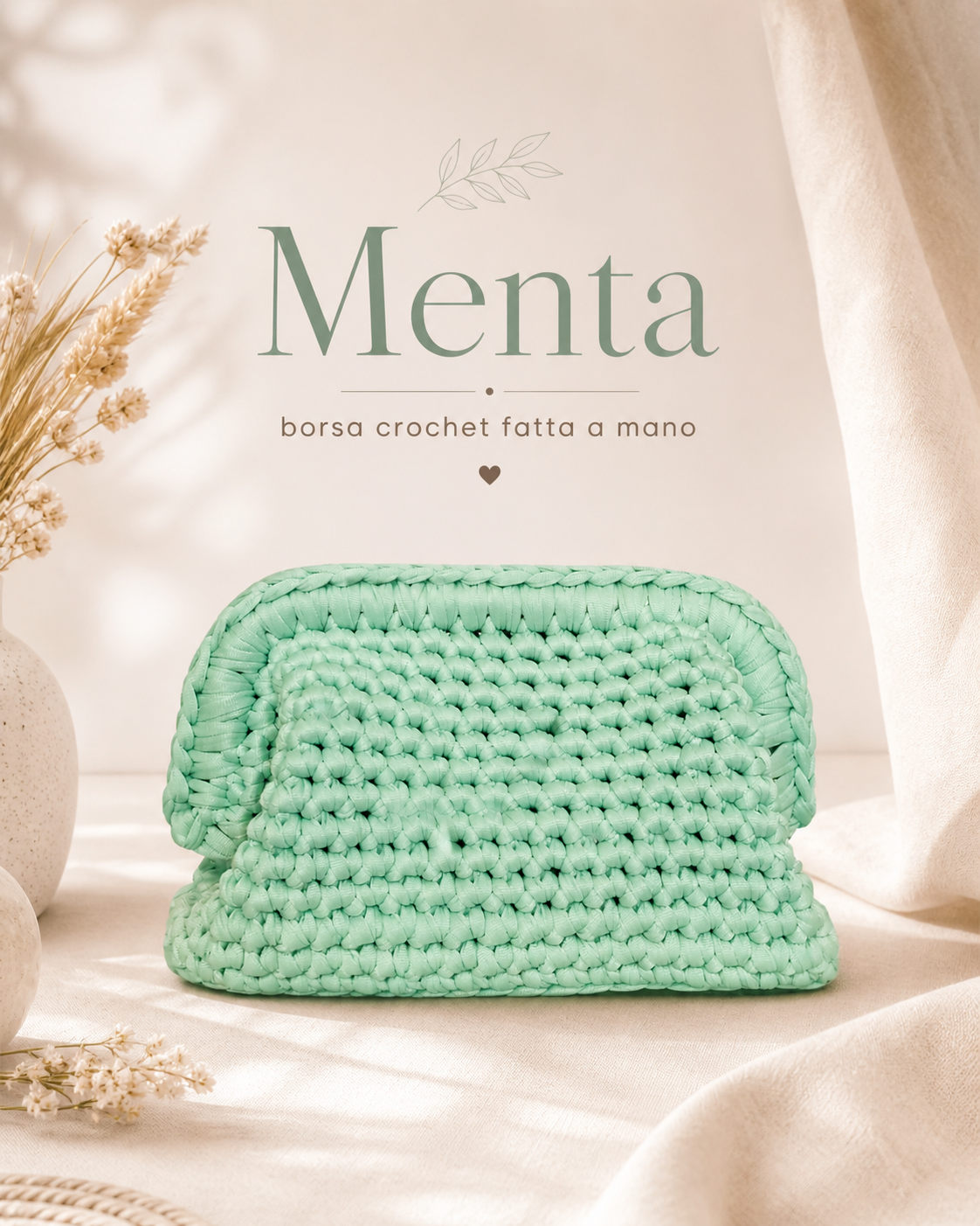 borsa verde menta artigianale elegante