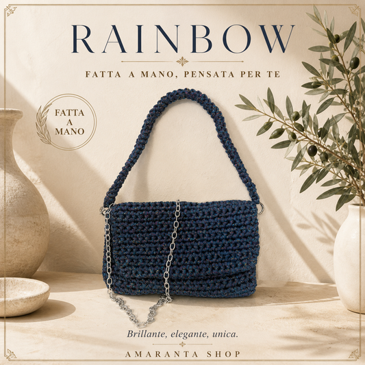 Borsa Crochet “Rainbow” Fatta a Mano | Con Tracolla e Catena