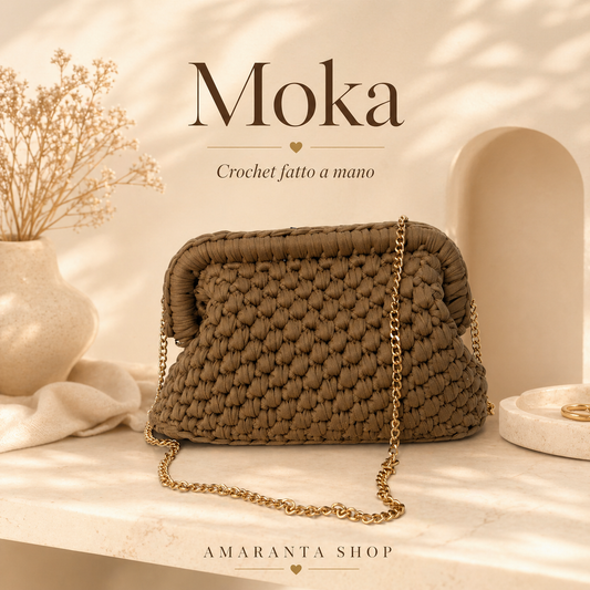 Borsa Crochet “Moka” Fatta a Mano | Elegante con Catena Oro