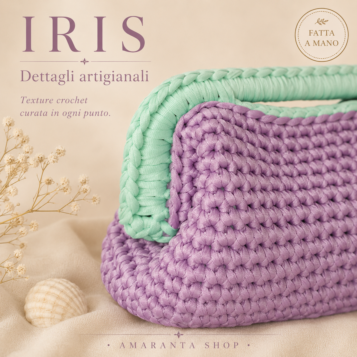 Borsa Crochet “Iris” Fatta a Mano | Lilla e Verde Menta
